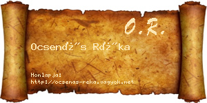 Ocsenás Réka névjegykártya